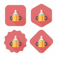 Baby bottle flat icon with long shadow EPS 10 N50