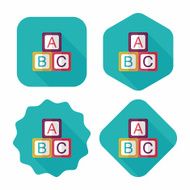 ABC blocks flat icon with long shadow EPS 10 N25