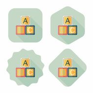ABC blocks flat icon with long shadow EPS 10 N26