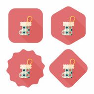 Christmas stocking flat icon with long shadow EPS 10 N17