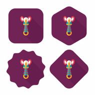 baby rattle flat icon with long shadow EPS 10 N99