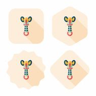 baby rattle flat icon with long shadow EPS 10 N100