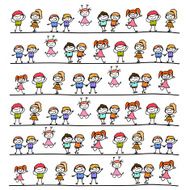 hand drawing cartoon abstract happy kids N3