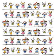 hand drawing cartoon abstract happy kids N4