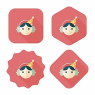 Birthday party boy flat icon with long shadow eps10 N51