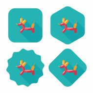 balloon dog flat icon with long shadow eps10 N11
