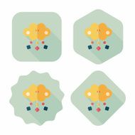 Baby crib hanging toy flat icon with long shadow N18
