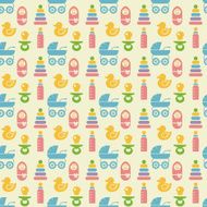 Seamless Colored Baby Items Pattern