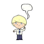 cartoon boy with idea speech bubble N10