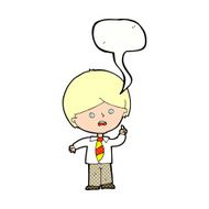 cartoon worried school boy raising hand with speech bubble N11