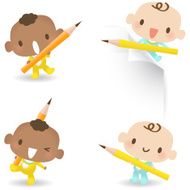 Cute Baby Boy Holding Pencil