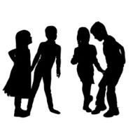 Vector silhouette of children N114