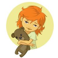 Little girl holding bear