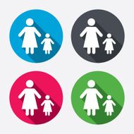 One-parent family with one child sign icon N6