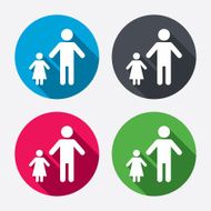 One-parent family with one child sign icon N8