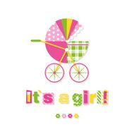 baby girl stroller greeting card