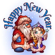 Christmas Santa Claus and Snow-Maiden Vector illustration