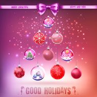 Crystal glass balls set with christmas gifts as tree N2