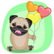 Pug Dog with balloons
