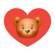 Red heart with a head of teddy bear