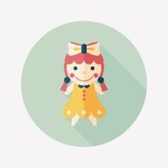 girl doll toy flat icon with long shadow eps 10 N59