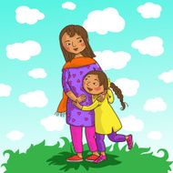 Mother with Daughter Indian family Isolated objects