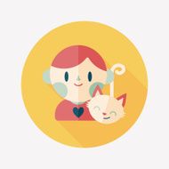 Pet cat and boy friendship flat icon eps10 N5