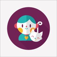 Pet cat and boy friendship flat icon eps10 N6