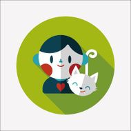 Pet cat and boy friendship flat icon eps10 N7