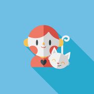 Pet cat and boy friendship flat icon eps10 N8