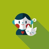 Pet cat and boy friendship flat icon eps10 N9