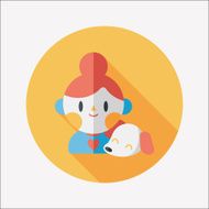 Pet dog and girl friendship flat icon eps10 N5
