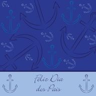 Portuguese hand drawn anchor &quot;Happy Father&#039;s Day&quot; card in vector