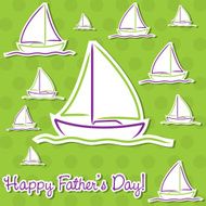 Bright Father&#039;s Day sailing boat cards in vector format N2