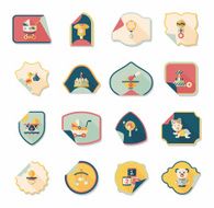 baby sticker banner design flat background set eps10