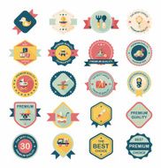 Baby badge banner design flat background set eps10 N101