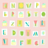 Hand Drawn Trendy Alphabet on pink background