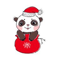 Santa Claus - panda isolated on white