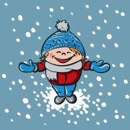 Boy enjoys first snow