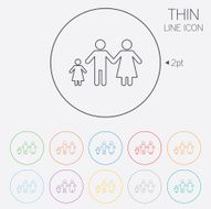 Complete family with one child sign icon N7