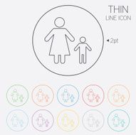 One-parent family with one child sign icon N9
