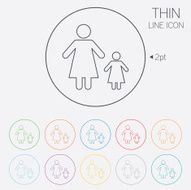 One-parent family with one child sign icon N10