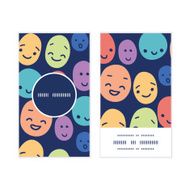 Vector funny faces vertical round frame pattern business cards set