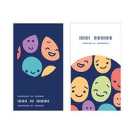 Vector funny faces vertical round frame pattern business cards set N2