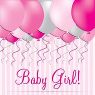 Little Girl pink balloon card in vector format
