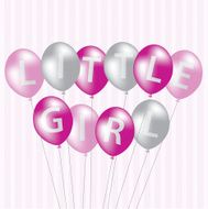 Little Girl pink balloon card in vector format N2
