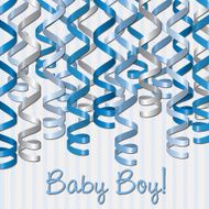 Curling ribbon inspired baby boy card in vector format