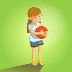 Cute girl holding ball mascot great for any use