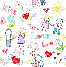 Vector seamless background - romantic couple