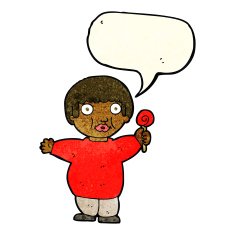 cartoon fat child with speech bubble N4